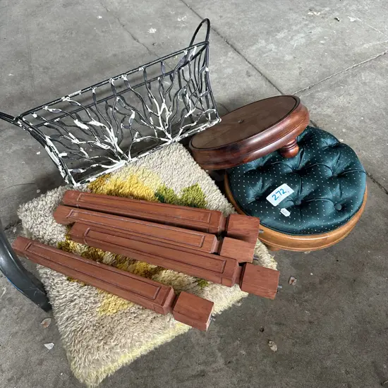 rimu foot rest, plus other, metal basket, stool