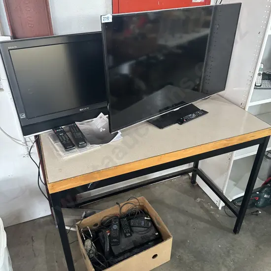 2 TVs and box players etc. (samsung has white dots showing on screen)