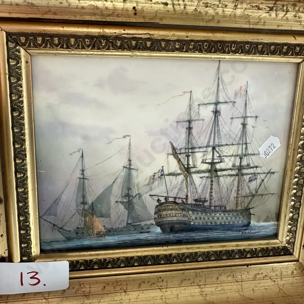 signed tile art "Maritime scene" Image 1++