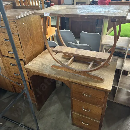 Oak Art deco side table and desk