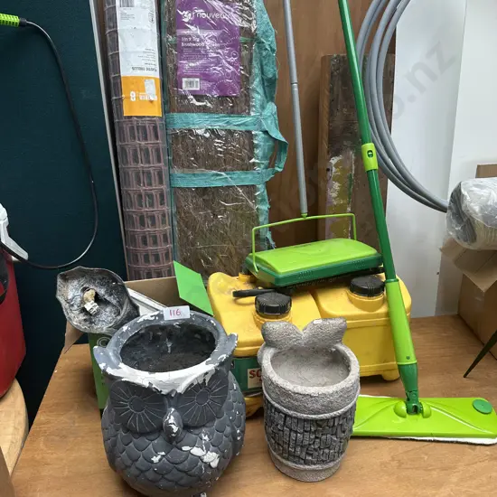 pots, lamp, fencing etc