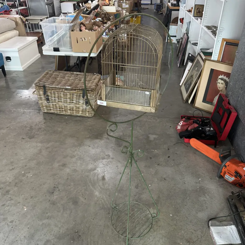 vintage birdcage and stand Image 1++