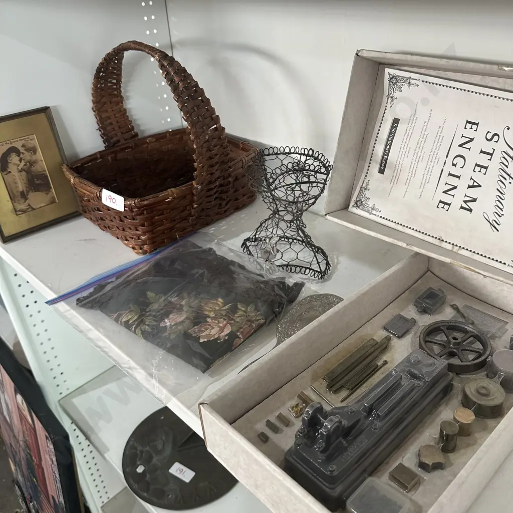 steam engine, vintage linen etc Image 1++