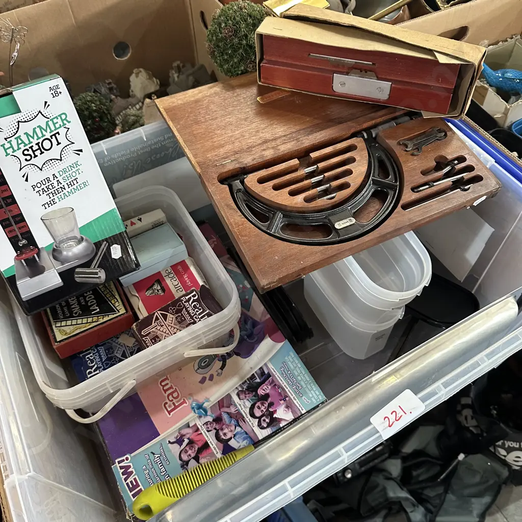 Bin of games, cards, tools etc. Image 1++