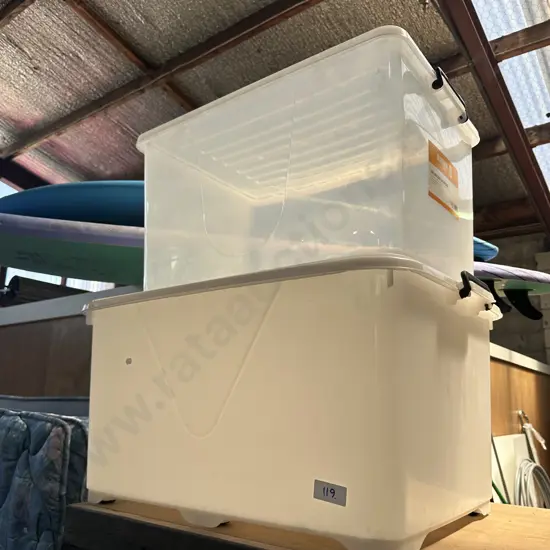 2 plastic bins