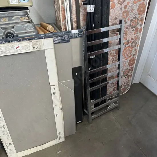 Tiles, towel rail, roof racks, single bed etc
