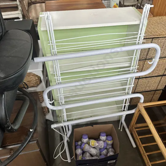 fibre drinks, clothes horse, towel rail, shelf