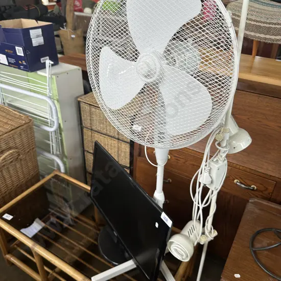 lamp, fan, monitor
