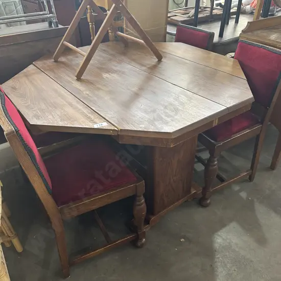 Oak dropside table and 4 chairs