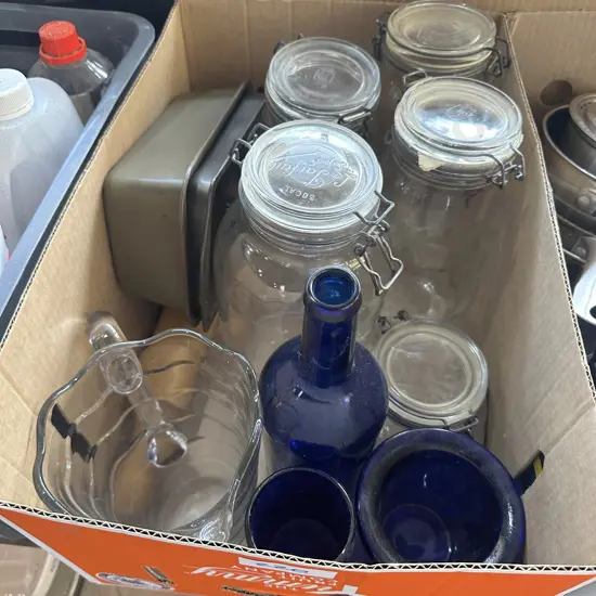 canisters, wooden rolling pin etc