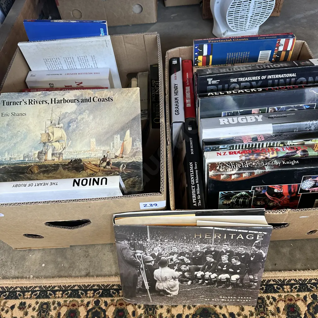 rugby and other books , 2 box Image 1++
