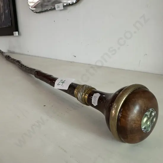 Walnut 1.2m staff with Brass & Paua inlay