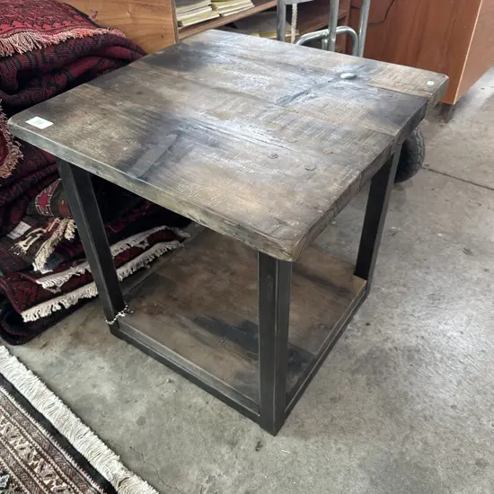 Industrial steel base side table 600 x 600