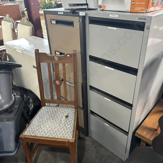 2 file cabinets and chair