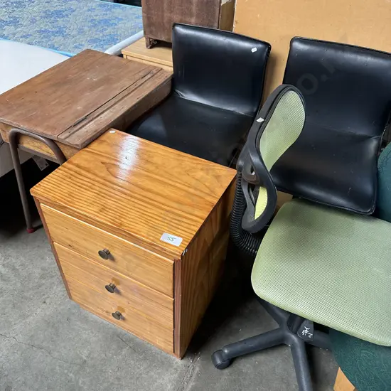 Bedside, desk, pr stools and office chair