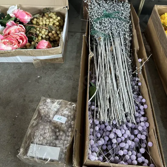 fake pearls and lavender stems