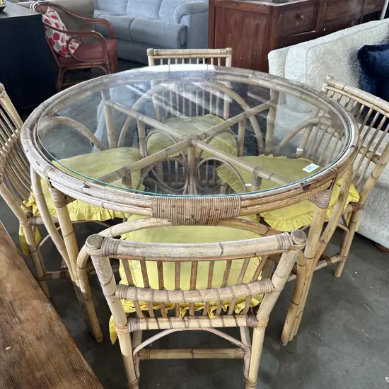 average cane breakfast table and chairs