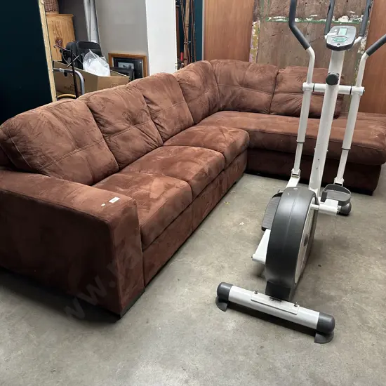 Brown suede 2pc corner suite