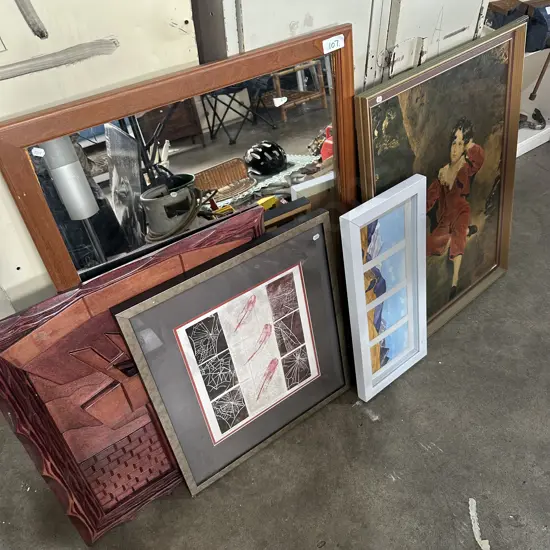 large lot of pictures and mirror