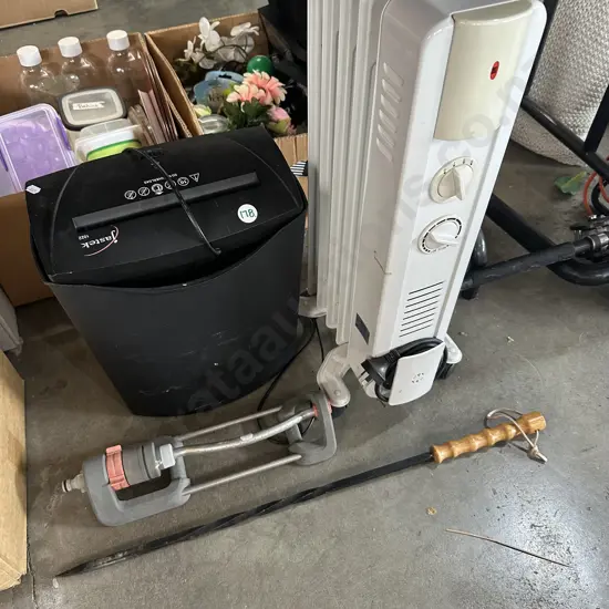 shredder, heater, sprinkler and poker