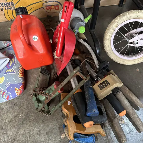 petrol can and tools