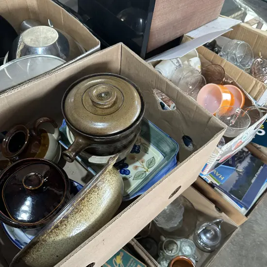 3 box crockery and glassware etc