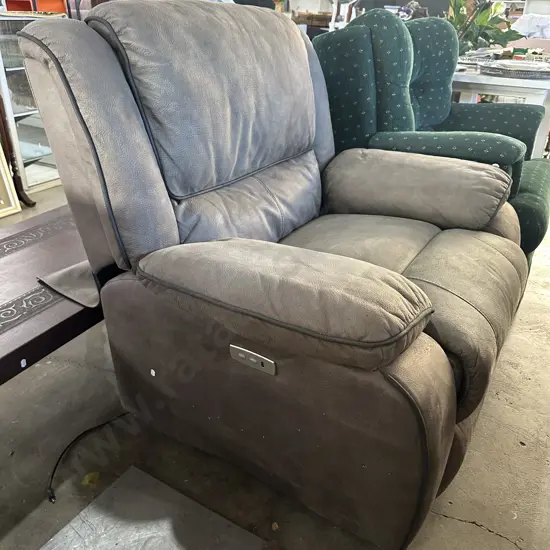 Suede electric recliner chair (broken back rest, repairable)