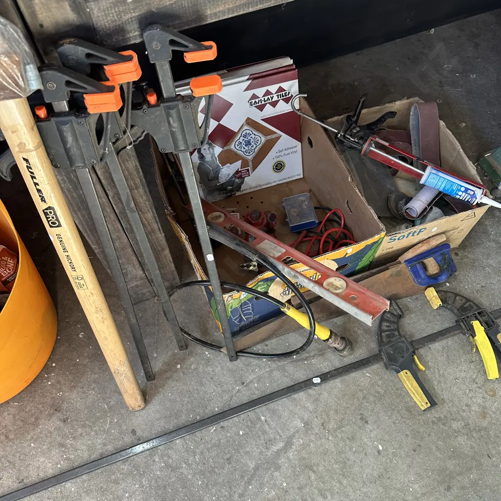 2 box tools, sand paper and machine parts Image 1++