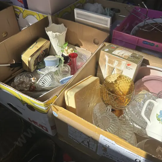 Two boxes crown lynn jug, wedgewood and collectables.