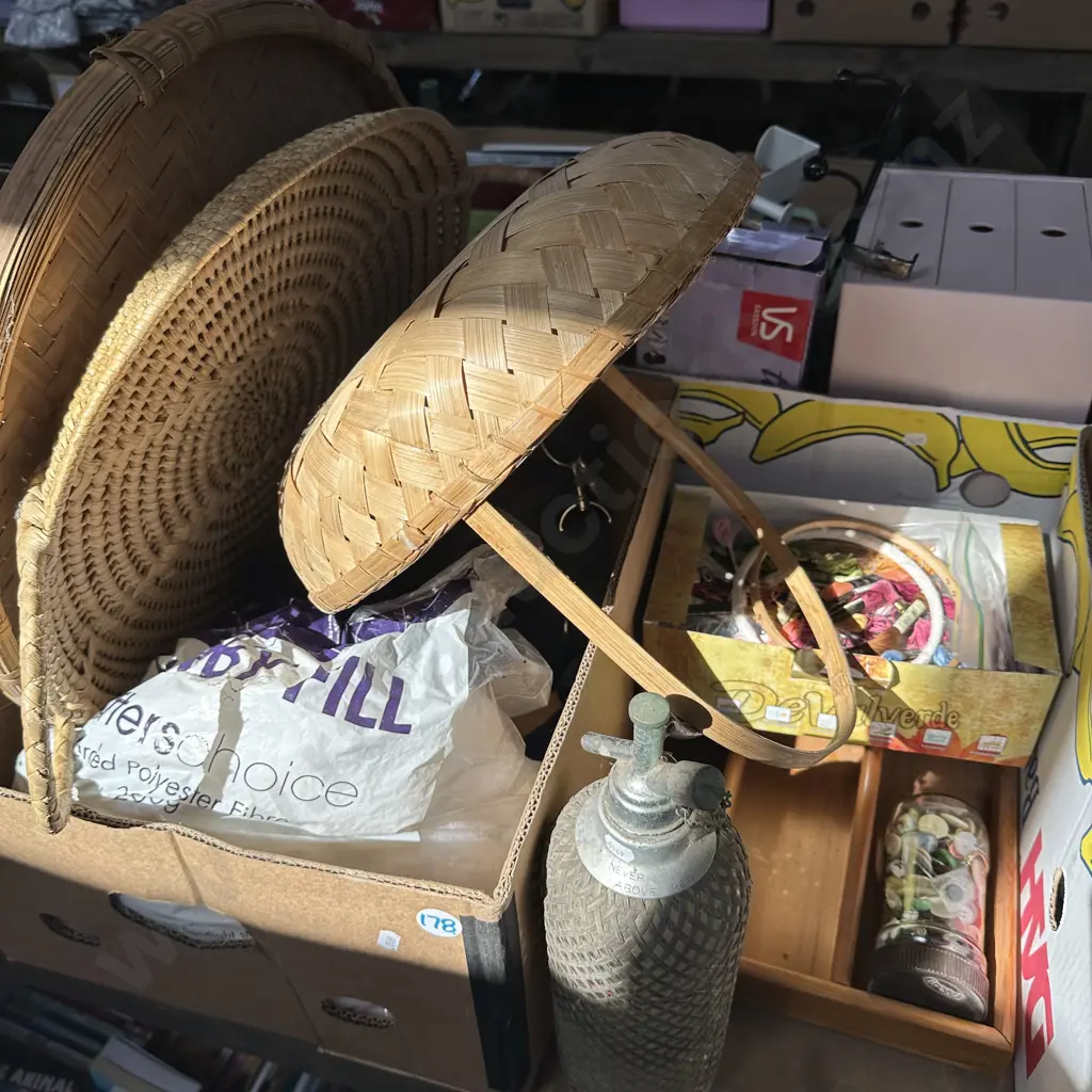 Baskets, sewing and soda siphon Image 1++