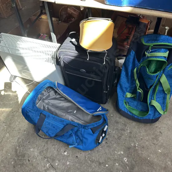 Bags, suitcases, pump and heater.