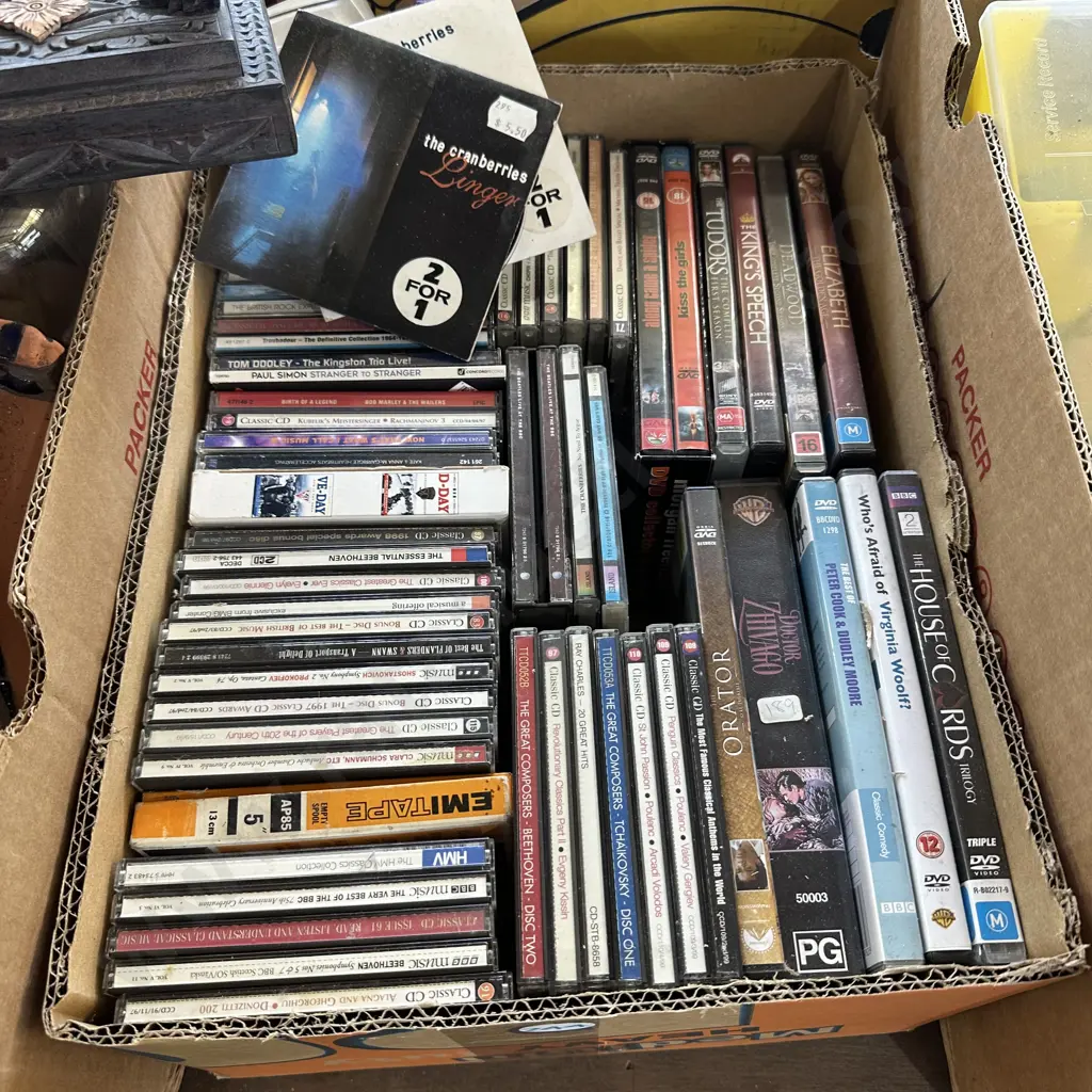 Box of CDs and DVDs Image 1++