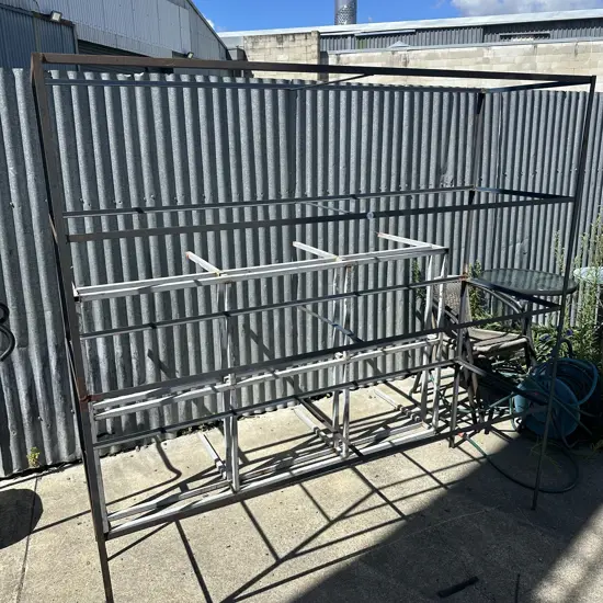 Large garage shelfing unit (wooden inserts inside rooms)