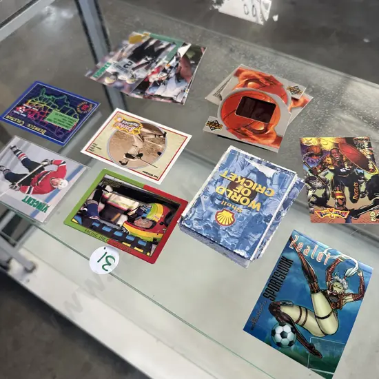selection of different trading cards