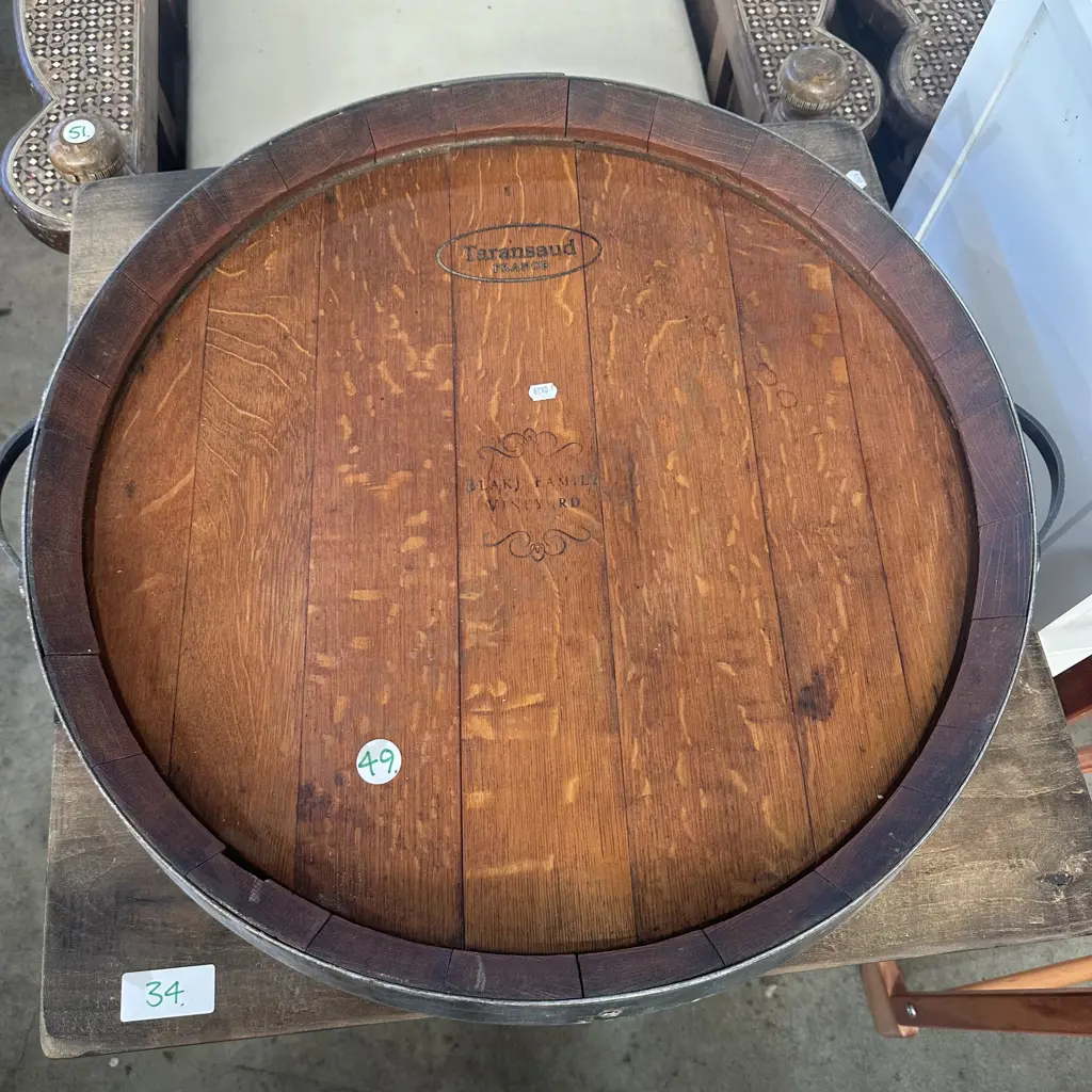 Oak wine barrel lazy susan Image 1++