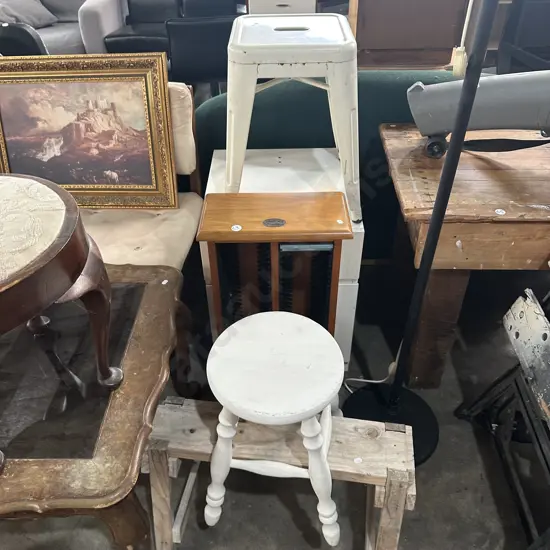 side tables, CD stand and lamp, drawer