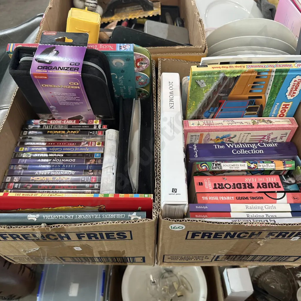 Two boxes  of books and DVD movies etc. Image 1++