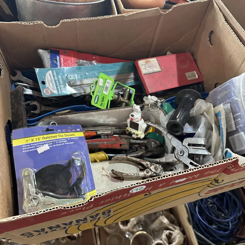 Box of tools and hardware etc. Image 1++
