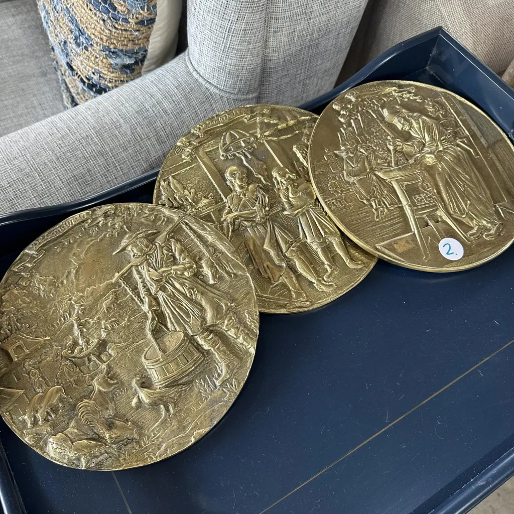 3 large solid brass wall plates Image 1++
