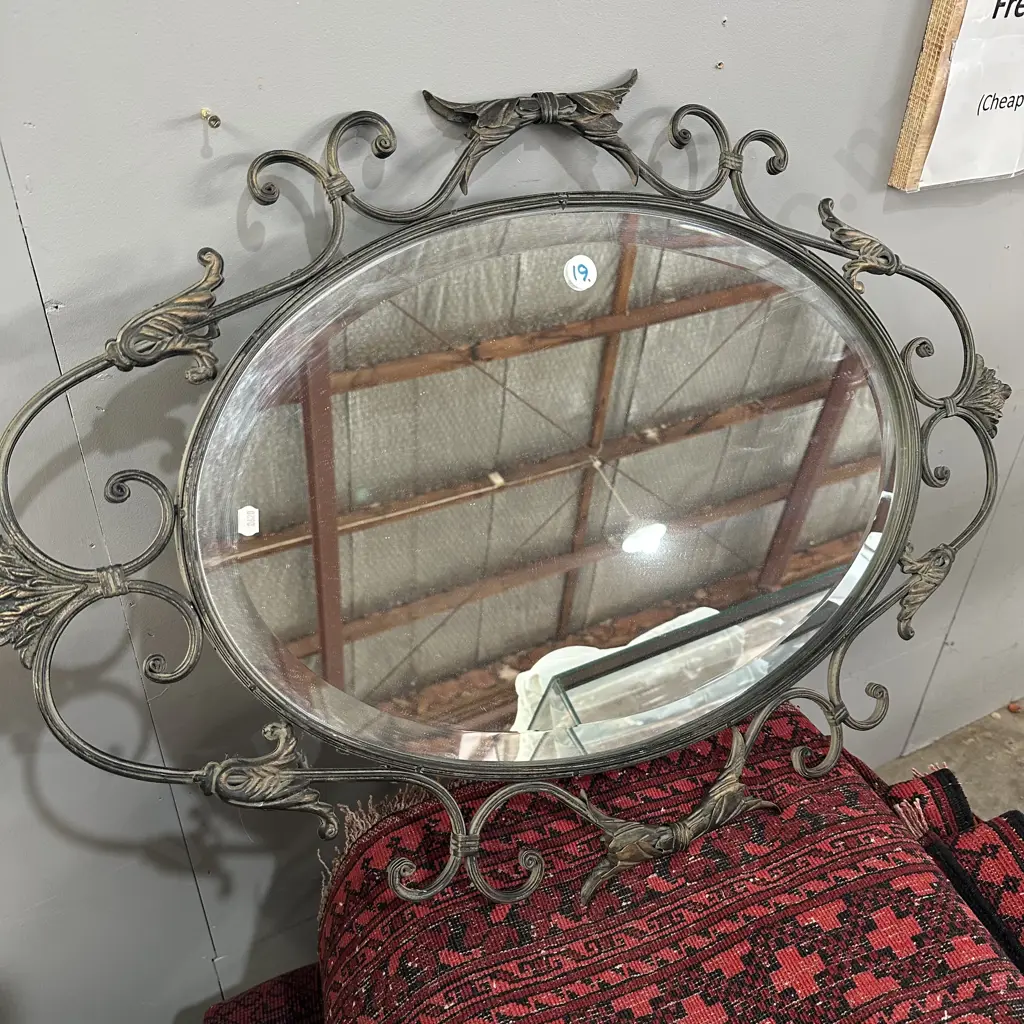 metal framed decorative wall mirror Image 1++