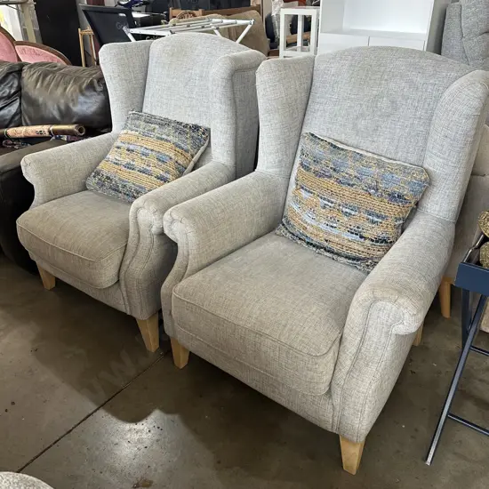 Pr freedom furniture wingback chairs plus cushions