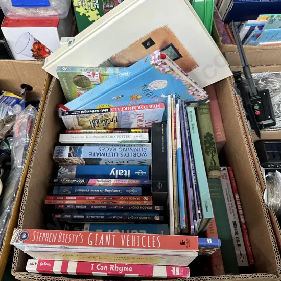 Box of books including childrens books.