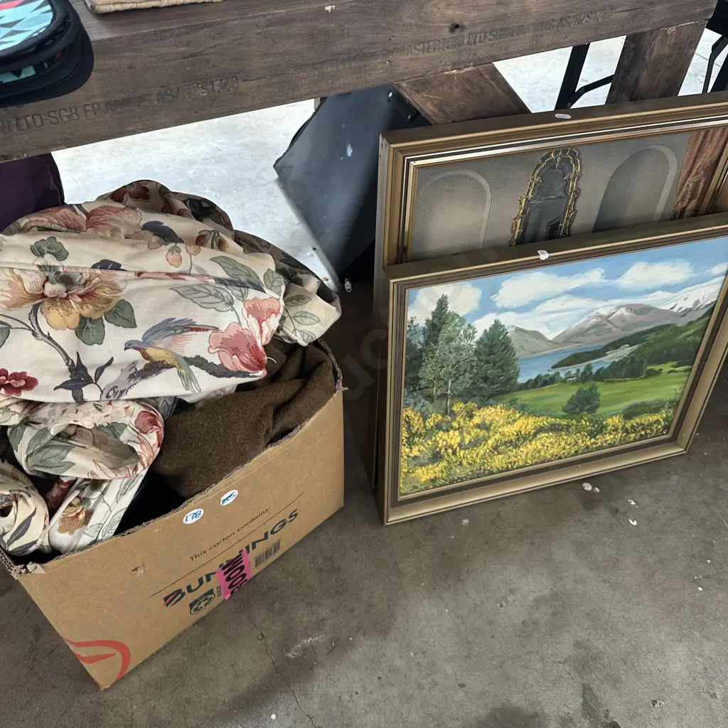 Blanket, couch seat covers, round mirrors and two pictures etc. Image 1++