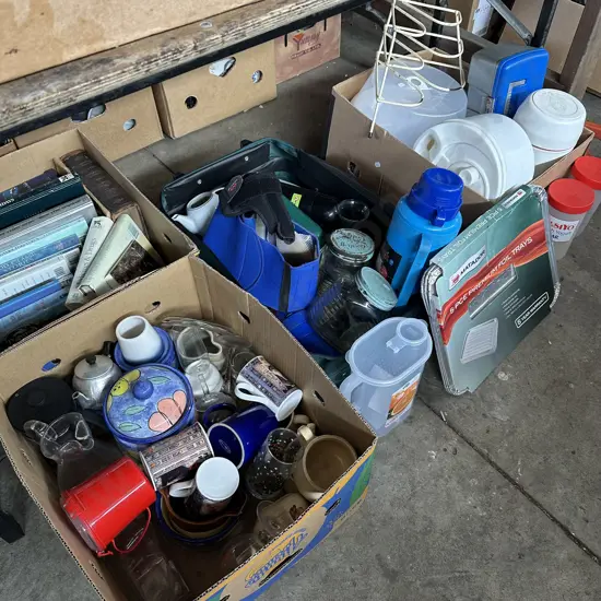 Large bay lot of books, kitchenware, yoghurt maker, new foil trays and saws etc.