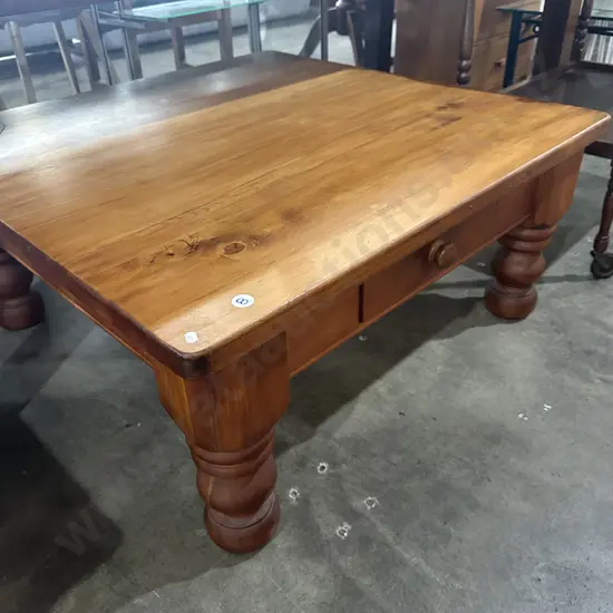 solid square wooden coffee table with drawer 960mm