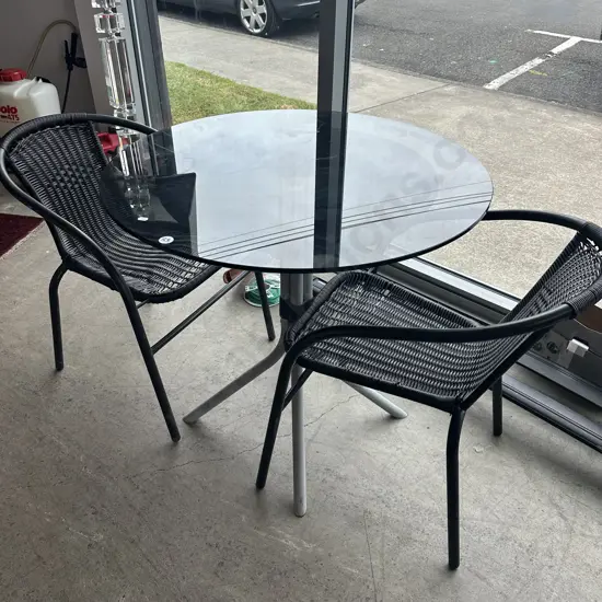 patio table and 2 chairs