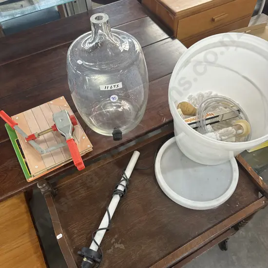 demijohn, hydrometers, corking tool etc