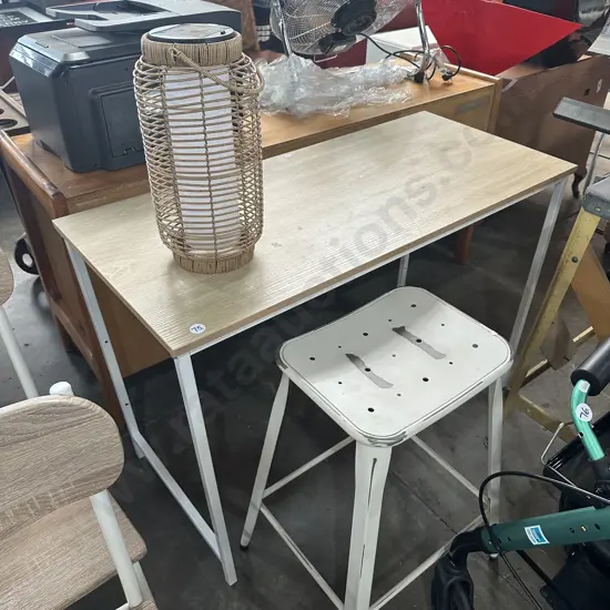 bar stool, solar lamp and desk