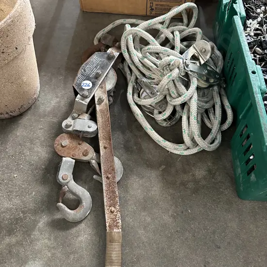 Pulley lifter and hand winch,