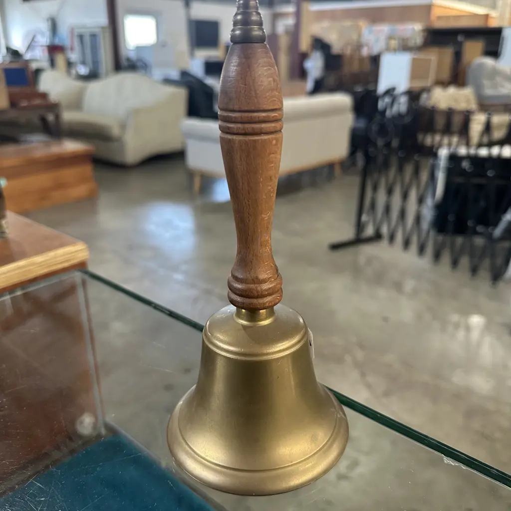 Brass & wooden handle bell (stands 21cm) Image 1++